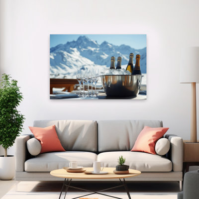 «Mountain Celebration Elegant Abstract Contemporary Mountain Winter», reproduction d'art murale