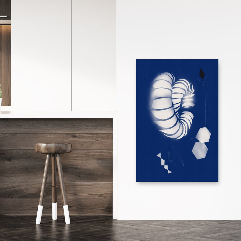 «Blue Geometric Spiral Abstract Contemporary Geometric Landscape Nature», reproduction d'art murale, H 48 po x l 32 po