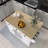 53.1" Rubber Wood Drop-Leaf Countertop Kitchen Cart With 5 Wheels With Storage Cabinet And 3 Drawers-1024431176