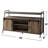 60-Inch Tv Stand With Rustic Oak And Black Metal Frame, Sliding Barn Door Storage, 6 Storage Sections, 1 Open Compartment, For 50 - 59 Inch Tvs In Living Spaces Of Metal, Spaces, Placement Areas