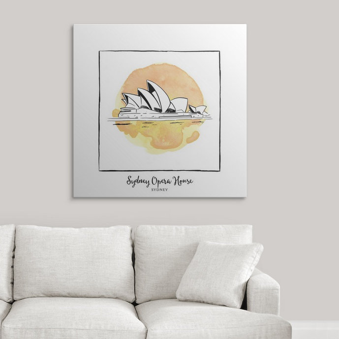 « sydney opera house-brushstroke immeubles », impression, H 35 po x l 35 po x P 1,5 po, Toile