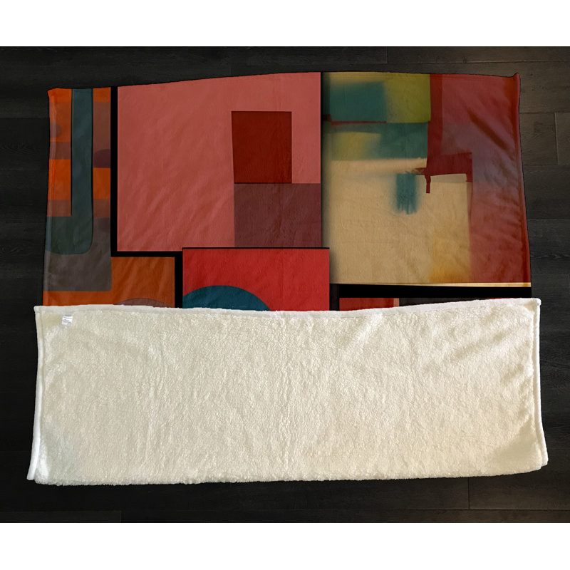 Throw Blanket, Geometric Shapes/Abstract, 68" W x 80" L, Red/Blue/Green