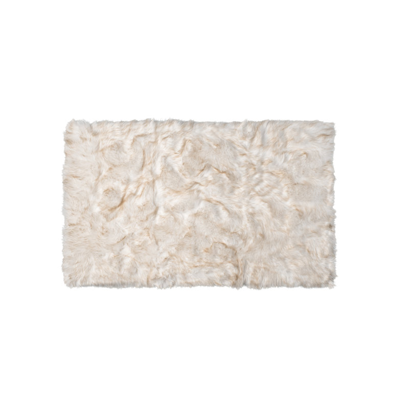 Leakes Tan Faux Fur Ombre Flokati Washable Non Skid Area Rug, Rectangle 3' x 5'