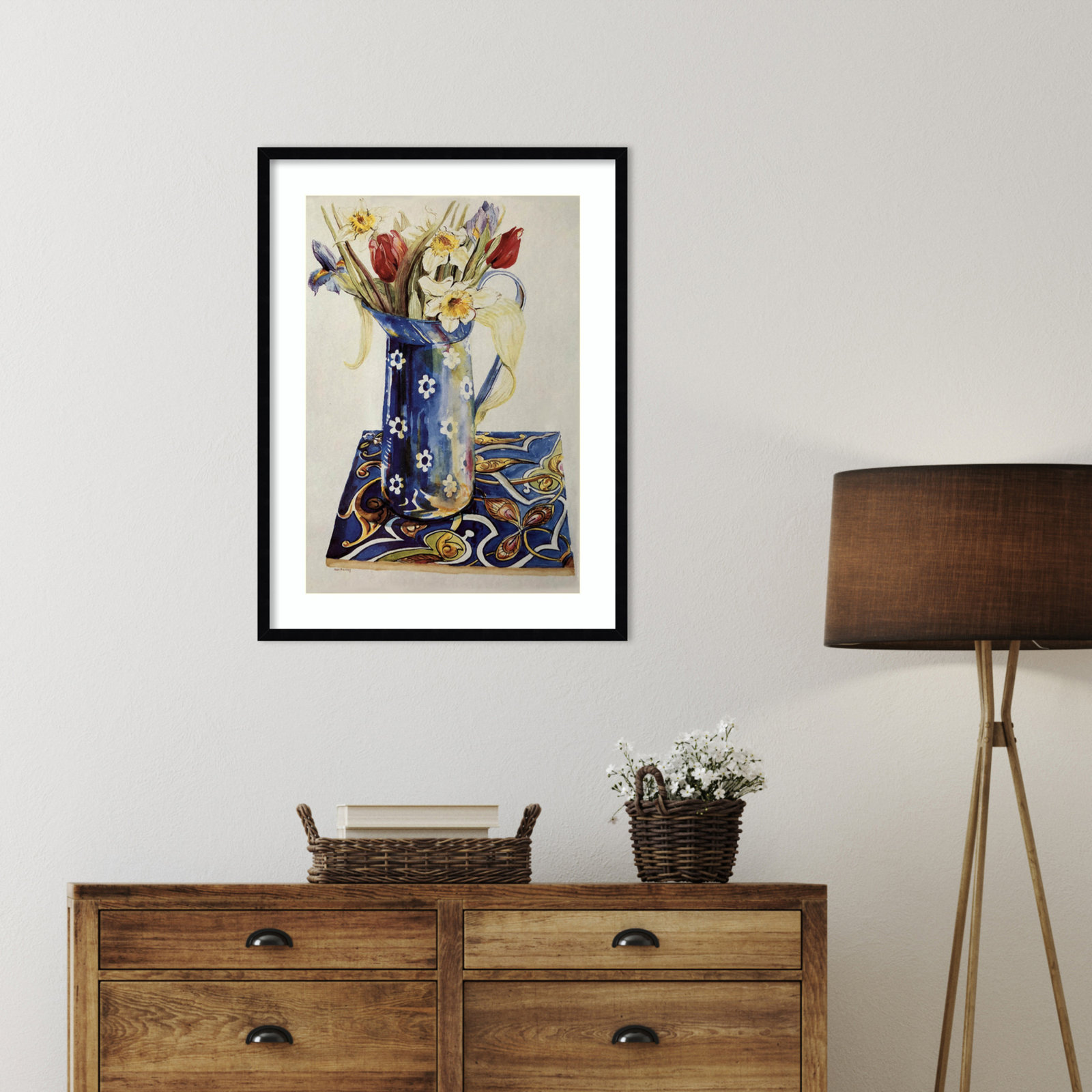 Tulips Print by Joan Thewsey, 33" H x 25" W, Black