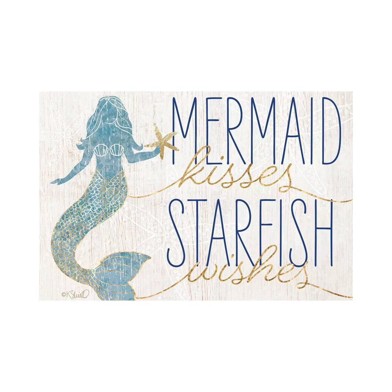 Mermaid Kisses Starfish Wishes 1 Piece Wrapped Canvas Wall Art, 20.32 cm H x 30.48 cm W