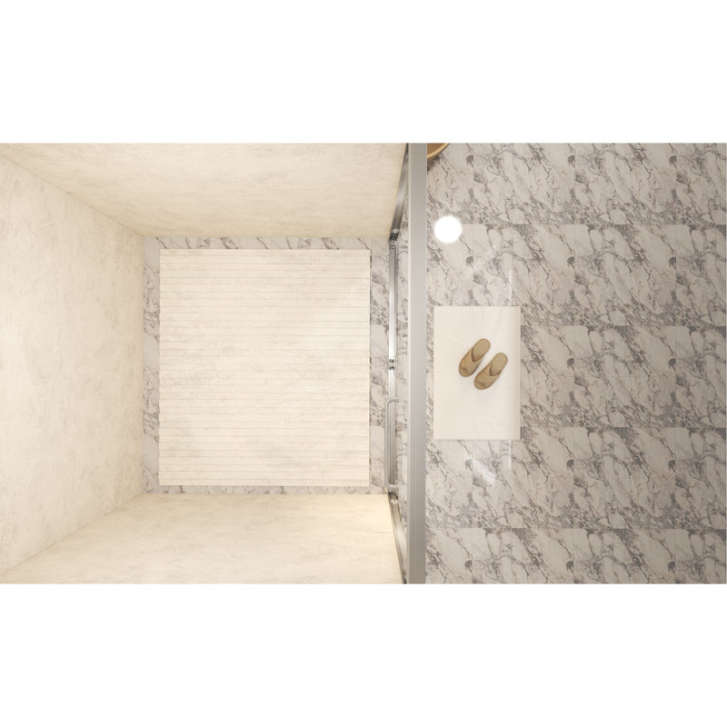 56-60 " X 72" Tempered Glass With Explosion Proof Film, Aluminum Frame Double Sliding Shower Door, "1/4 (6 Mm), Stainless Steel Handle
