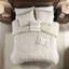 Housse de couette très grand teint en coton à 100% avec rayures de différentes largeurs en chenille taupe et blanche