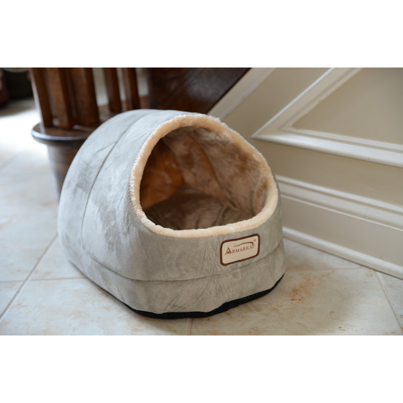 Lit rectangulaire pour chat, Vert sauge et beige
