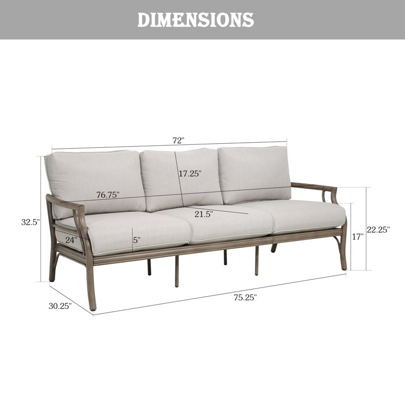 Lamando Patio Aluminum Sofa With Olefin Cushions