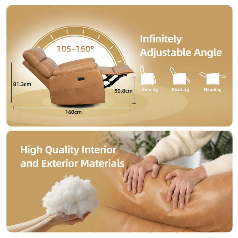 Power Zero Gravity Recliner Chair, Light Brown