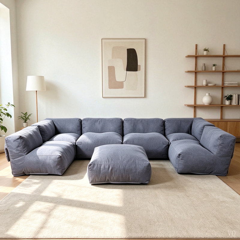 Ensemble de canapé modulaire modulaire d'aspect lin, canapé compressible à combinaison libre avec housses amovibles pour l'intérieur et l'extérieur