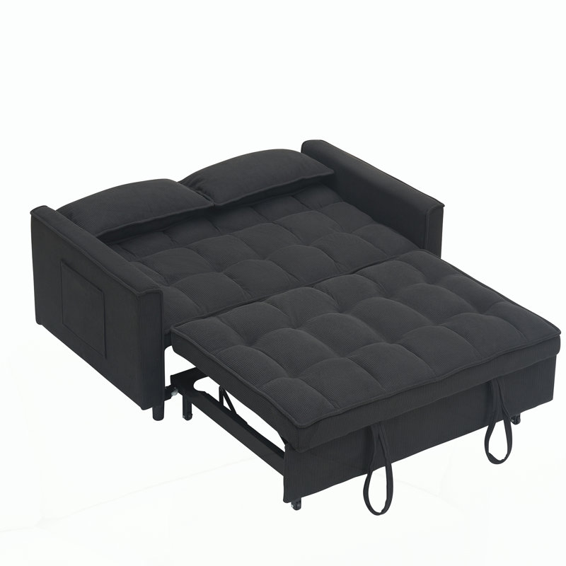 Causeuse avec lit escamotable pour le salon, Black Corduroy