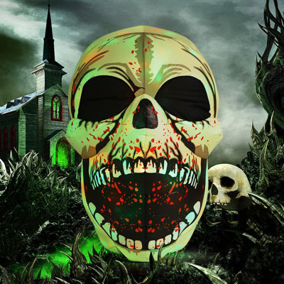 Crâne gonflable d'Halloween de 4 pi avec DEL à changement de couleur