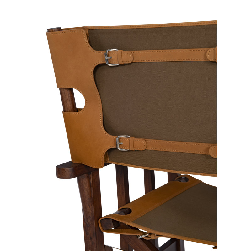 Felix Folding Camping Chair, Camel/Olive Genuine Leather
