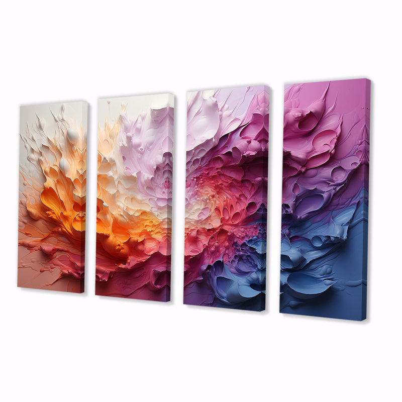 Colourful White Rainbow Spiral I - Rainbow, ensemble de 4 toiles d'art mural, H 28 po x l 48 po