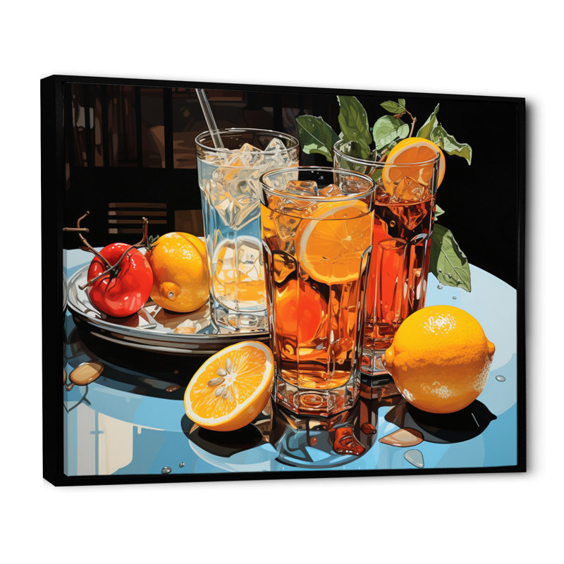 Cocktail Symphony III sur impression sur toile, H 16 po x l 32 po x P 1 po, Cadre flottant noir