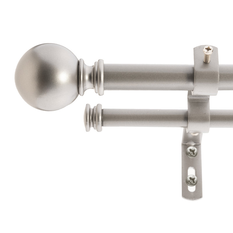 Tringle à rideaux double Aari, 26" - 48", Nickel foncé