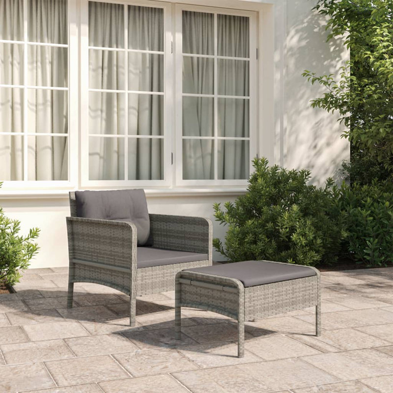 Chaise de patio avec coussins Zahar, gris, Gris foncé