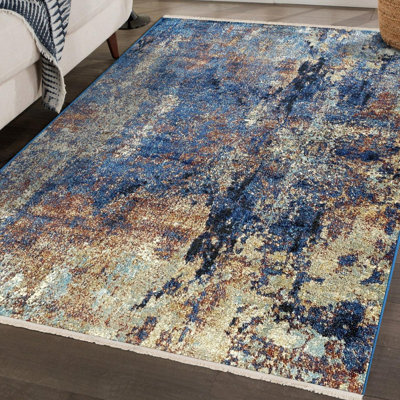 Modern Fringed Abstract Area Rug