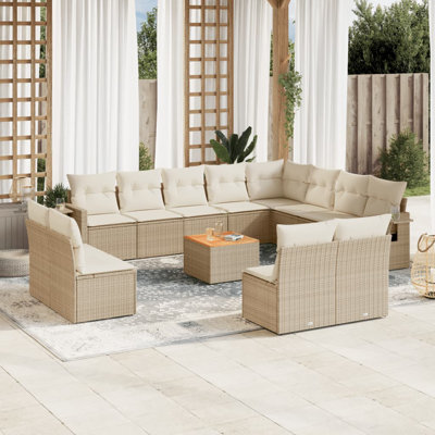 Ensemble de canapé de jardin en rotin PE Vidaxl, acier thermolaqué, bois d'acacia