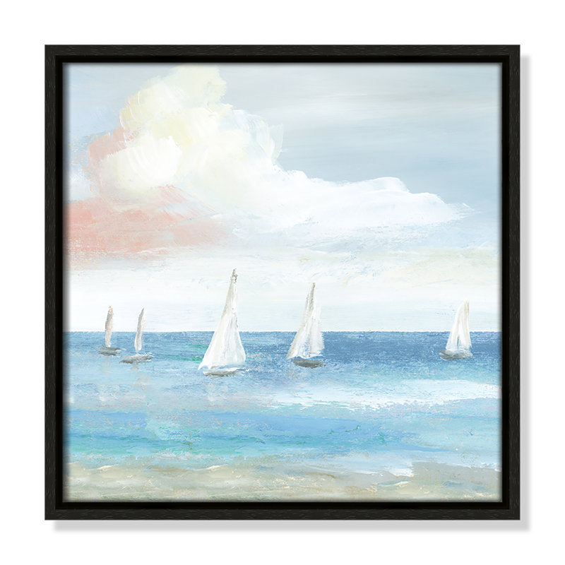 Ibis "Beach Sail Bliss" Print by Nan, 17.5" H x 17.5" W x 2" D, Espresso