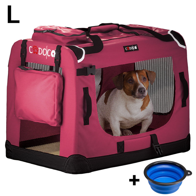 Kempner Pet Carrier, 52cm H x 70cm W x 50cm D, Red