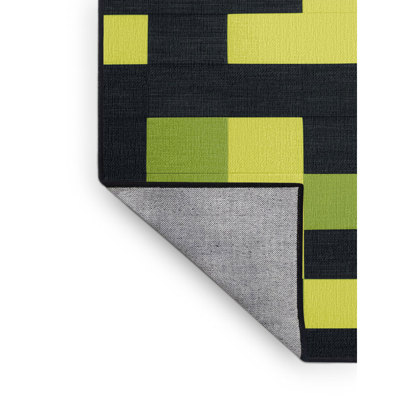 Tapis damier noir lavable à la machine, Rectangle 3 pi x 5 pi