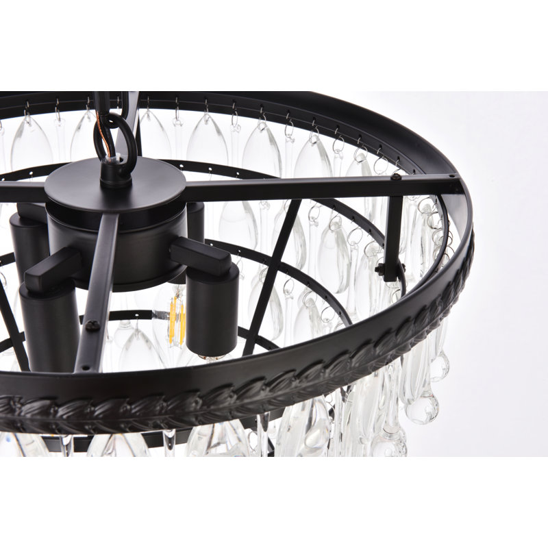 Luminaire suspendu géométrique à 4 lumières avec détails en cristal