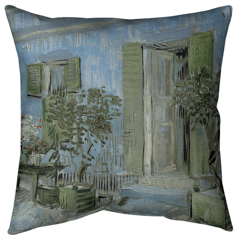 Entrée d’un restaurant dans un coussin euro asnieres, Bleu, Faux lin