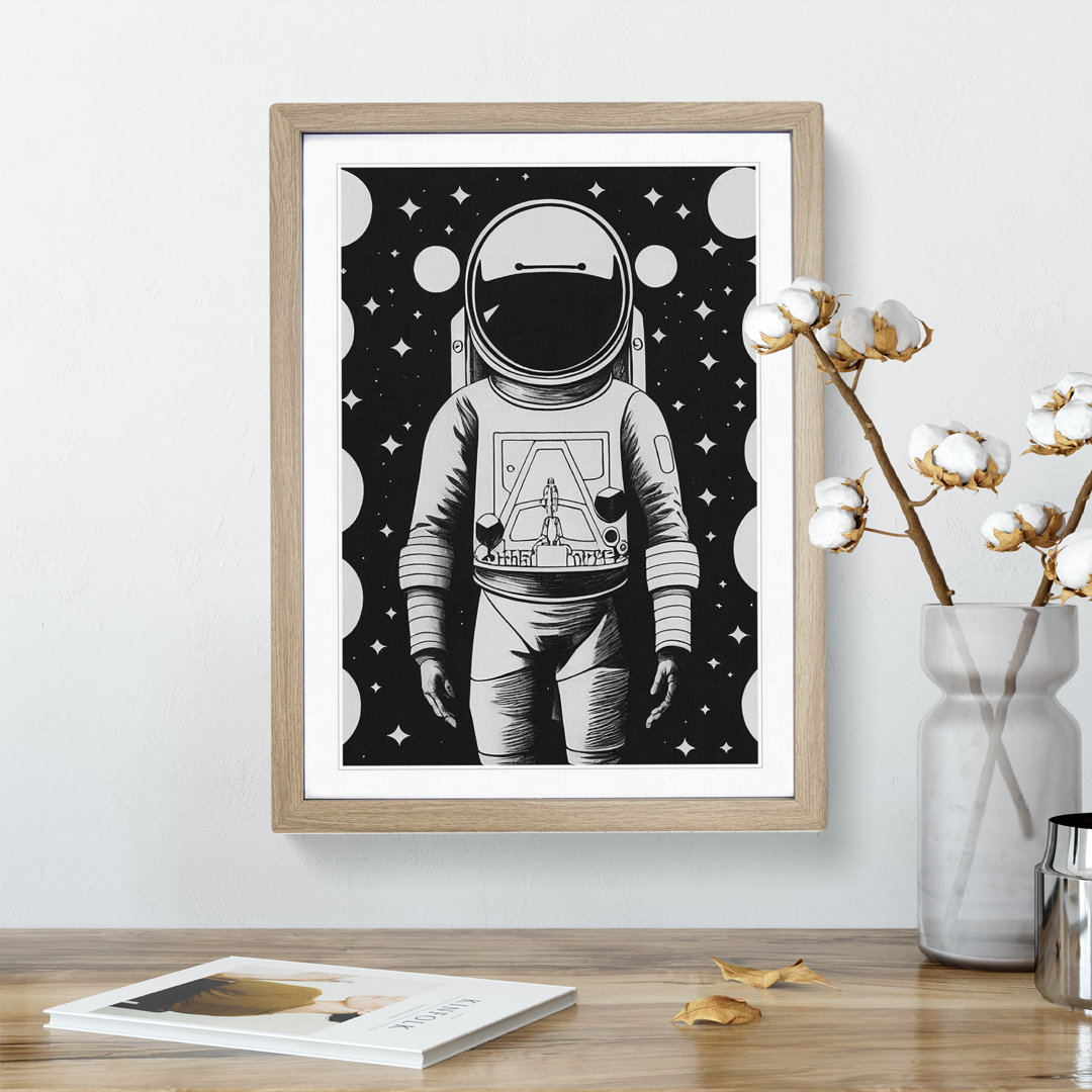Monochrome Astronaut No.3 - Picture Frame Graphic Art