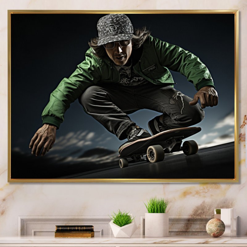 Skateboard Chronicles II - Imprimé, Cadre flottant doré, H 12 po x l 20 po x P 1 po