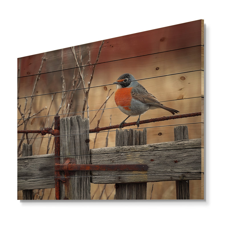 Robin des bois à la ferme - Décoration murale en bois d'oiseau - sur bois de pin naturel, H 10 po x l 20 po