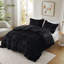 3 pièces d'édredon en fausse fourrure de couleur unie très grand noir / très grand avec 2 taies décoratives, revers en vison doux, rembourrage, couture de boîte-118755928-118755930