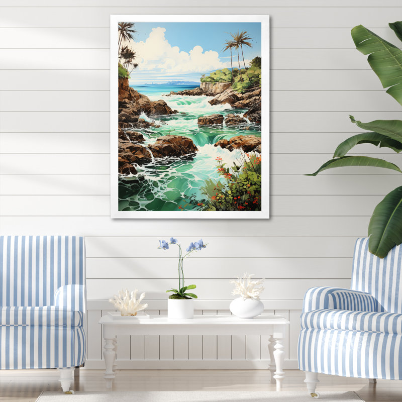Photo de plage, vibrations tropicales - Nautique et plage, impressions sur toile, L 34 po x H 44 po, Cadre photo blanc
