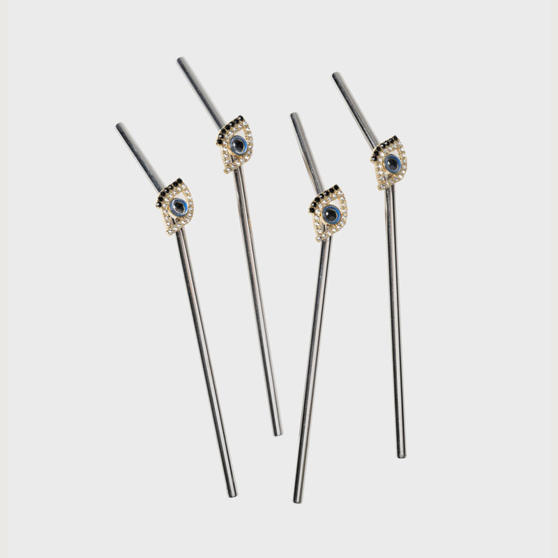 Evil eye metal straws