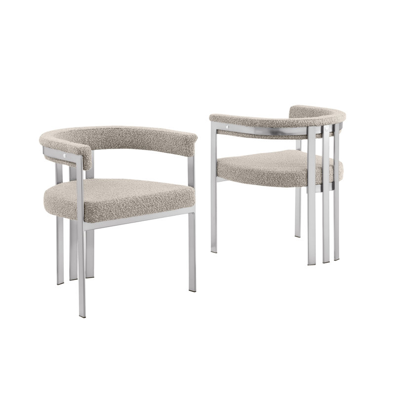 Chaises d'appoint en tissu Boucle avec structure en chrome brossé, Nickel brossé, Gris