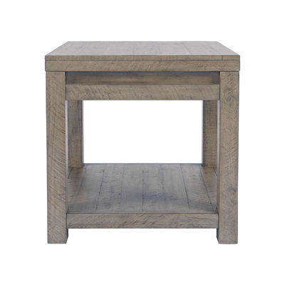 Table d'appoint carrée Lockington 24 pouces en pin massif, style rustique moderne, avec tablette