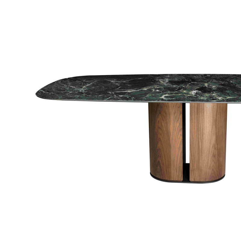 El-it Oval Marble Dining Table, Light Oak, 47.24" W x 118.11" L, Tinos