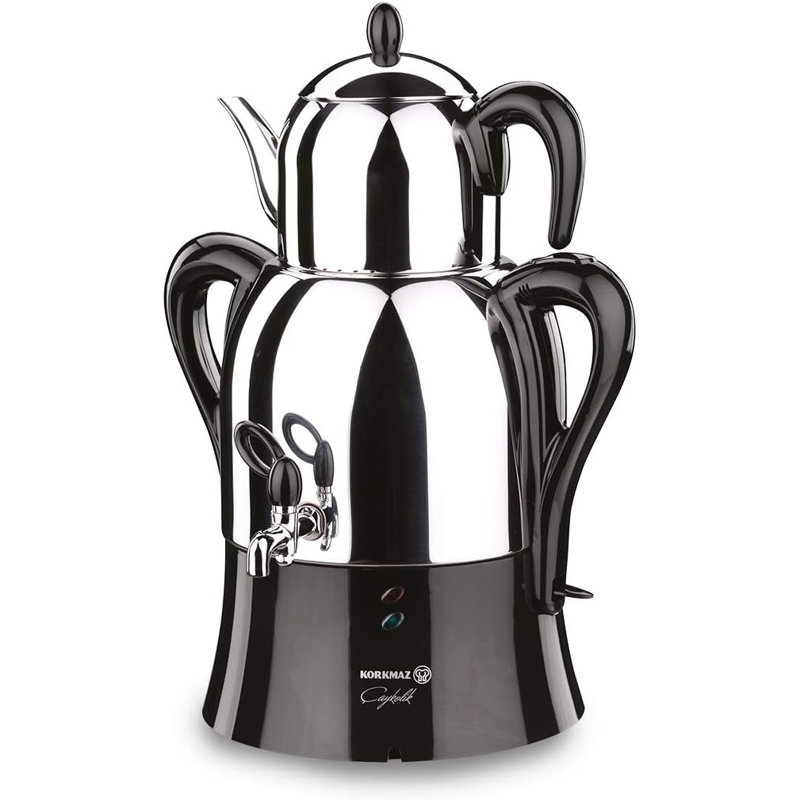 Korkmaz Caykolik A341-14 Acier inoxydable Samovar 4,1 L électrique Inox noir 110 V US Plug