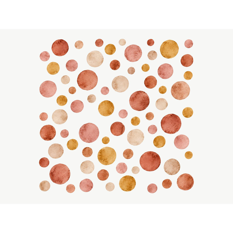 Terracotta Polka Dot Wall Decals, Set of 73 Peel and Stick Nursery Wall Stickers, Satin Finish Removable Kids Room Wall Art, 20"W x 20"H (50 x 50 cm)