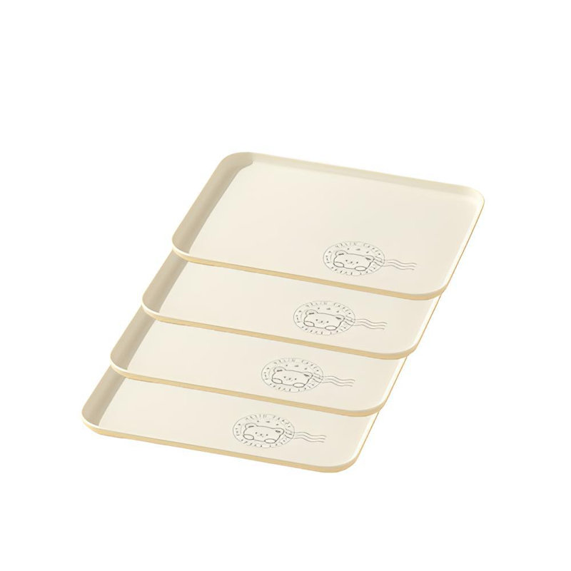 4 Pack Rectangular Plastic Tray For Home Use - Ideal For Tea Cups, Water Glasses, Snacks, Fruits, Candies, And As A Storage Serving Tray
