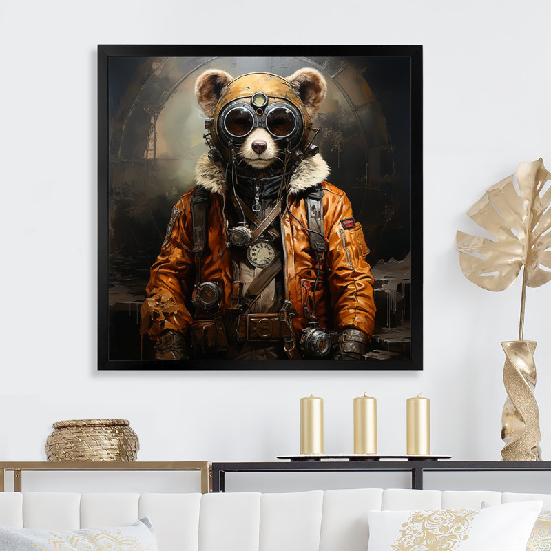 Art mural Steampunk Fashion I - Ours 2, Cadre photo noir, H 30 po x l 30 po x P 1,5 po