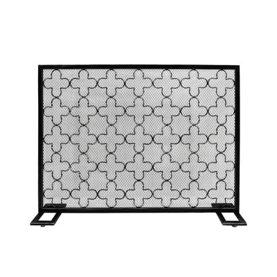 Foyer moderne à panneau simple - Gardez votre maison à la recherche d'un écran de fer élégant avec motif de treillis de trèfle