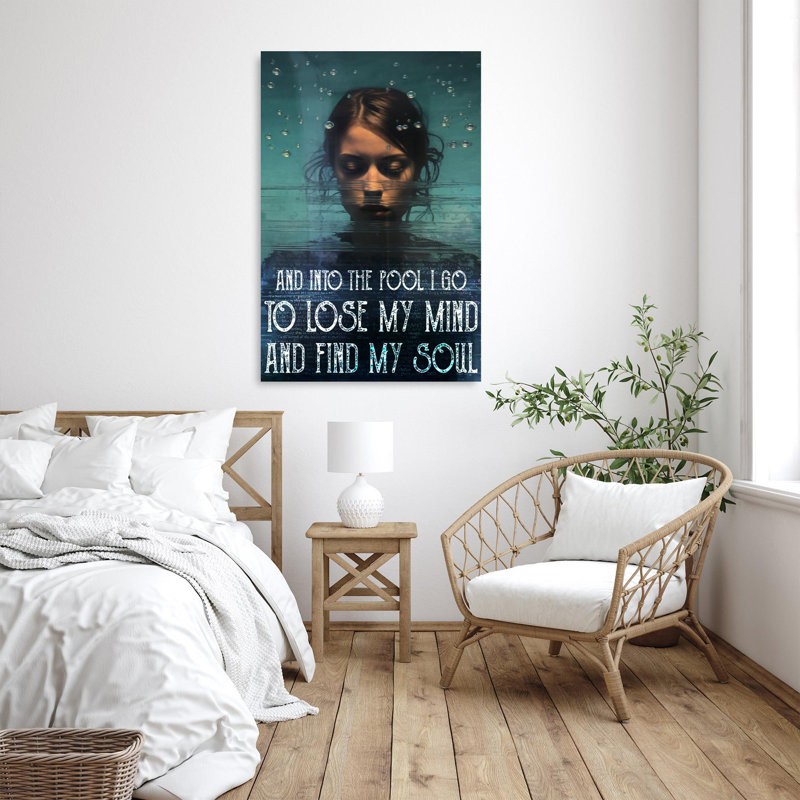 «Swim And Into The Pool I Go» - 1 pièce Rectangle Gr «Swim And Into The Pool I Go», reproduction d'art graphique sur toile tendue