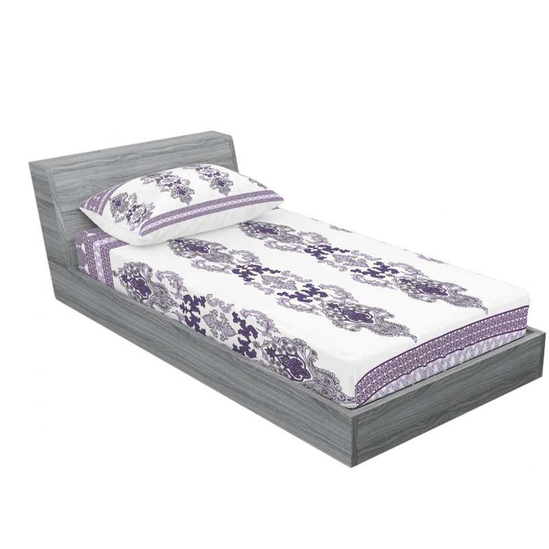 Microfiber Damask Sheet Set, Twin XL Sheet Set with Fitted Sheet