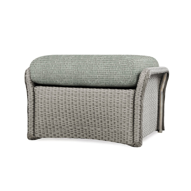 Weekend Retreat Outdoor Ottoman, Flagship Lapis Sunbrella®, Pewter