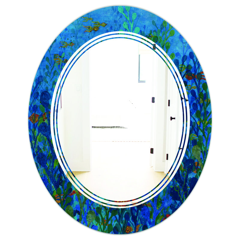 Modern Wall Mirror, 31.5" H x 23.7" W, Triple C Underwater Lake Leaves I 