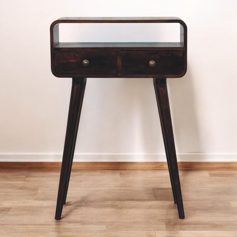 Mini California  Curved Console Table, Walnut