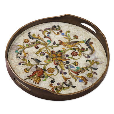 McLarty Reverse Painted Glass Serving Tray 