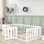 Structure de lit simple en bois avec clôture et porte, blanc